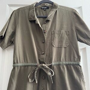 Olive Green Button-Up Dress